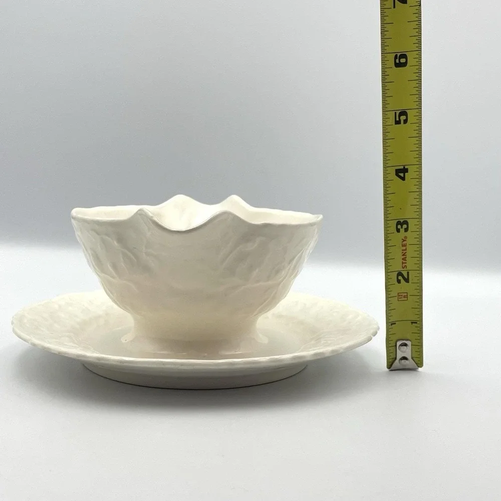 Vintage 1960s Pope Gosser China‎ Rose Point Gravy Boat Attached Underplate USA